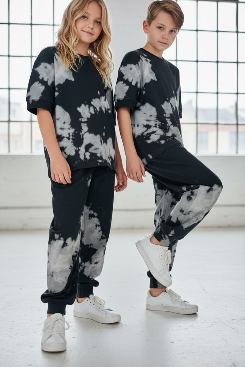 Komplet unisex Tie Dye bluzka i długie spodnie