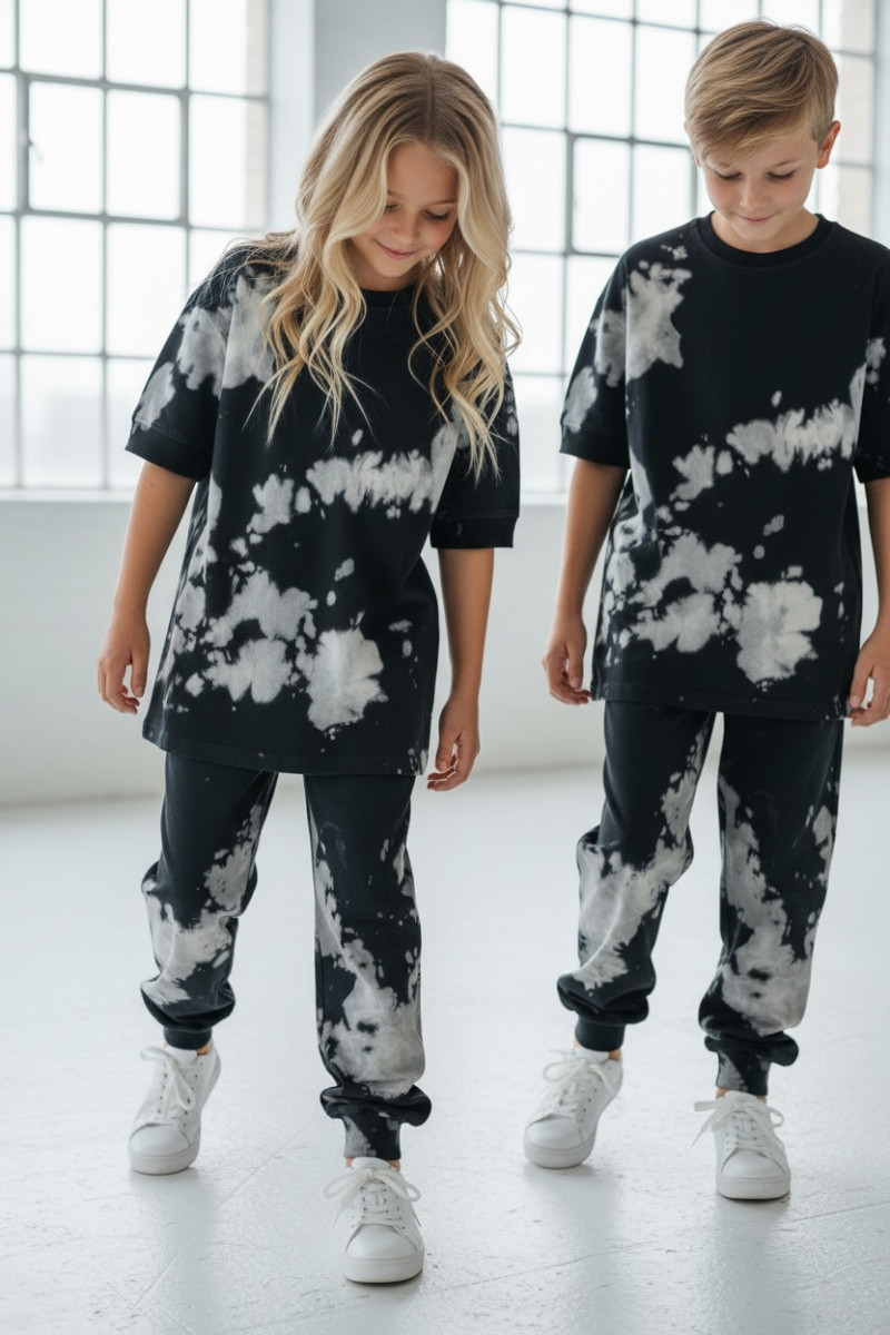 Komplet unisex Tie Dye bluzka i długie spodnie