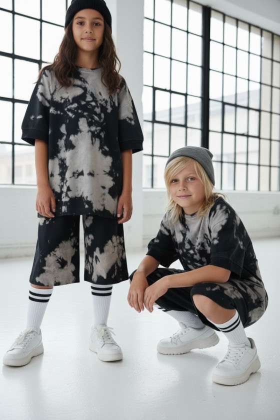 Komplet unisex Tie dye bluzka i spodenki