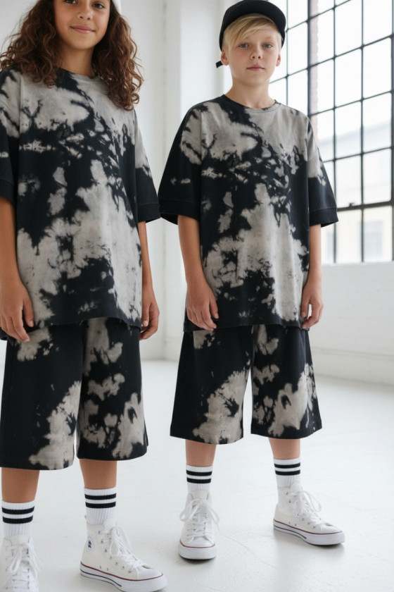 Komplet unisex Tie dye bluzka i spodenki