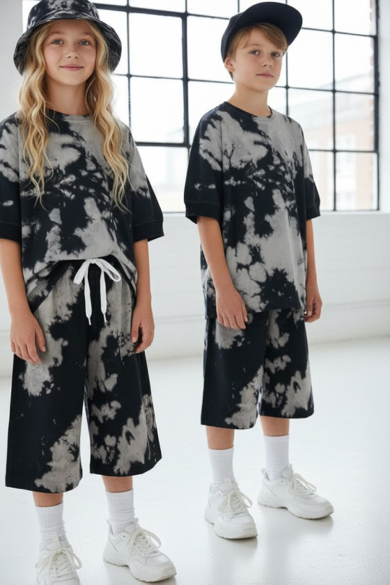 Komplet unisex Tie dye bluzka i spodenki