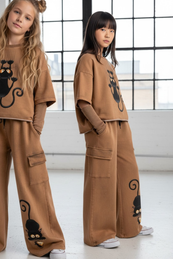 Komplet 3w1 Cat & Mouse bluzka, spodnie, mitenki