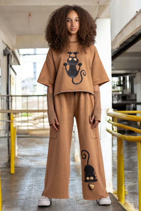 Komplet 3w1 Cat & Mouse bluzka, spodnie, mitenki