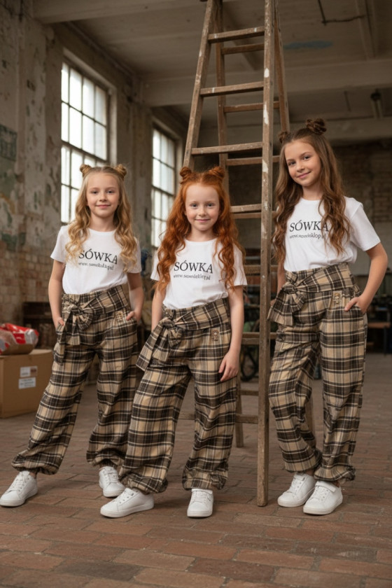 Spodnie Tola brązowe + pasek gratis