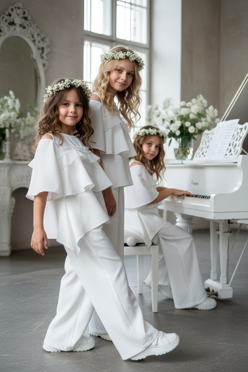 Komplet bluzka i spodnie Lorein Falbanki