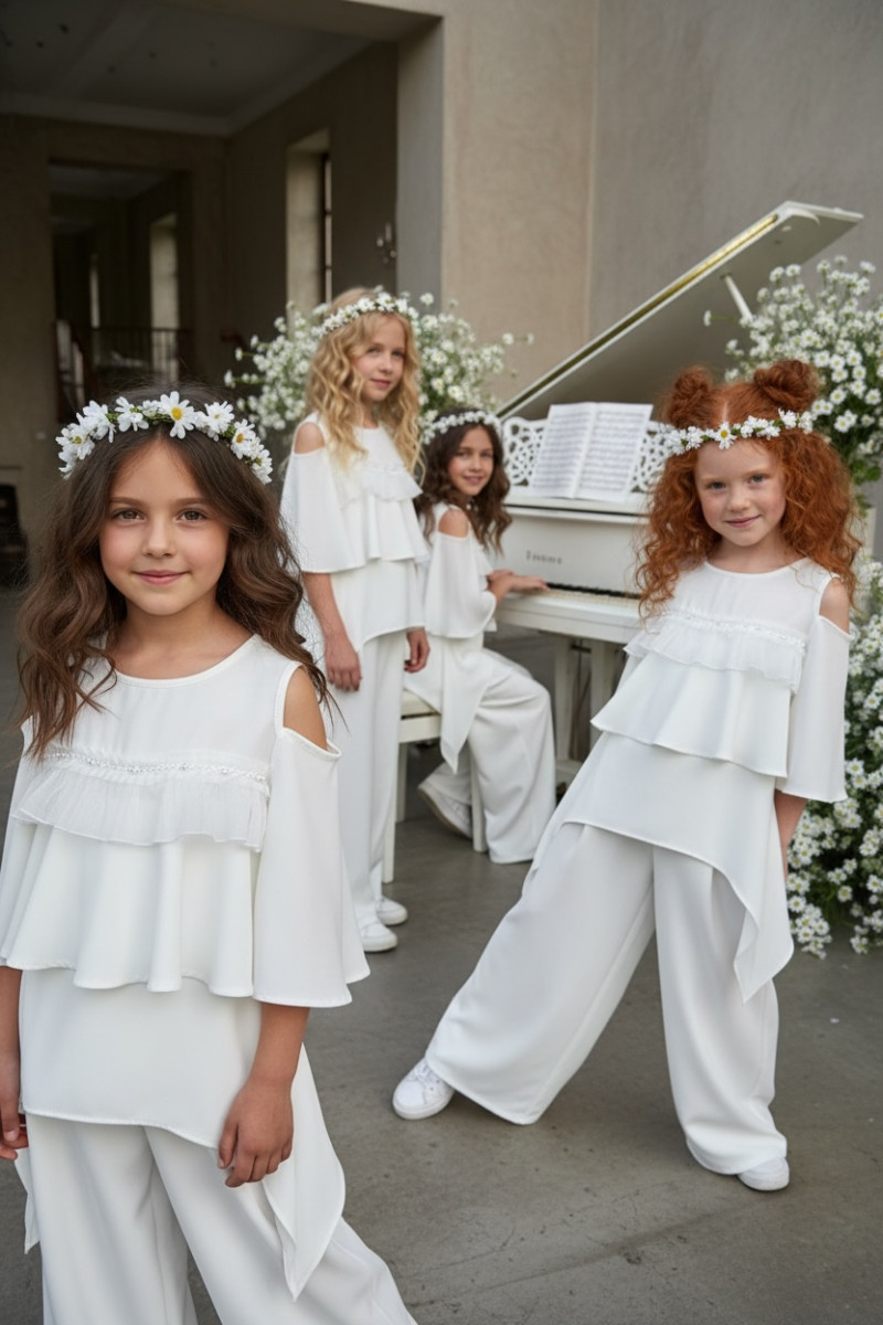 Komplet bluzka i spodnie Lorein Falbanki