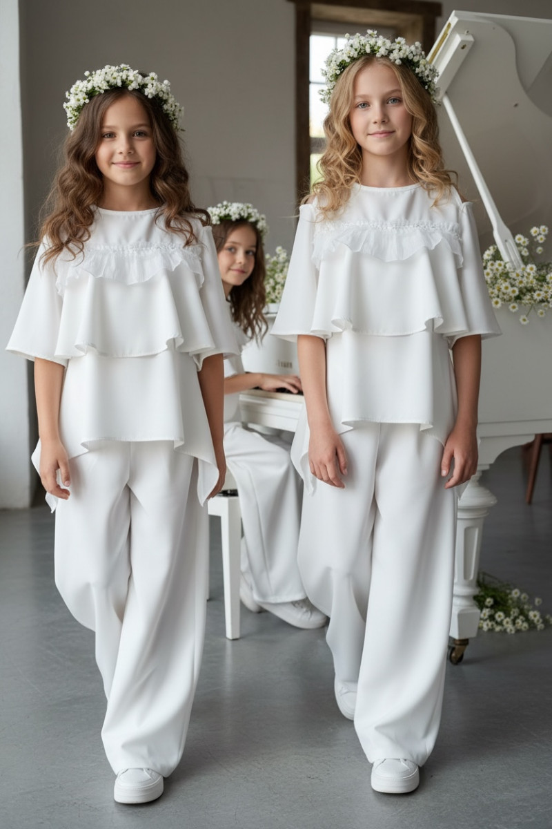 Komplet bluzka i spodnie Lorein Falbanki