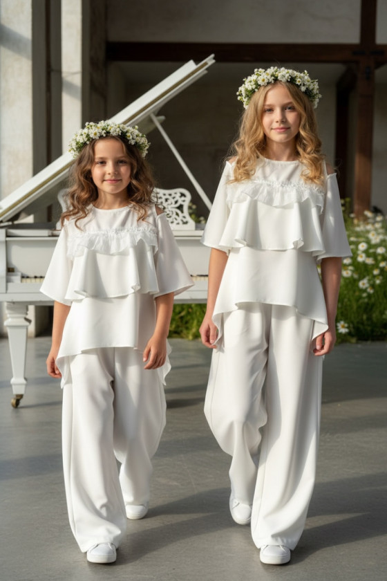 Komplet bluzka i spodnie Lorein Falbanki