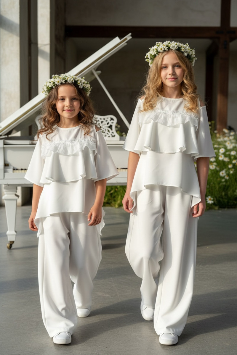 Komplet bluzka i spodnie Lorein Falbanki