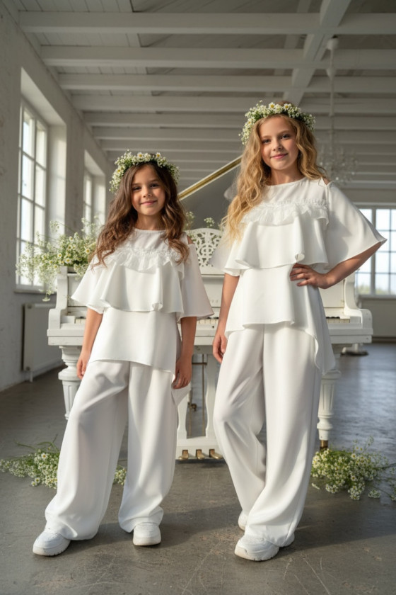 Komplet bluzka i spodnie Lorein Falbanki