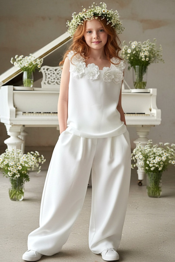 Komplet bluzka i spodnie Elwira Kwiaty 3D