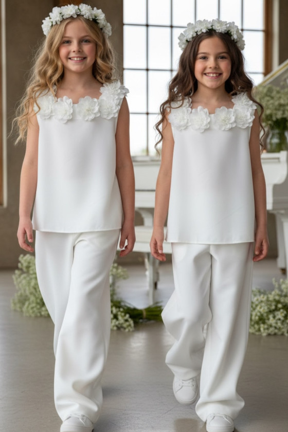 Komplet bluzka i spodnie Elwira Kwiaty 3D