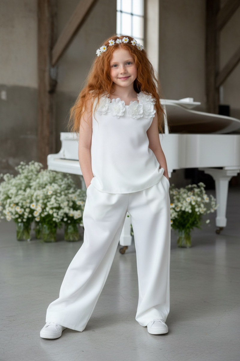 Komplet bluzka i spodnie Elwira Kwiaty 3D