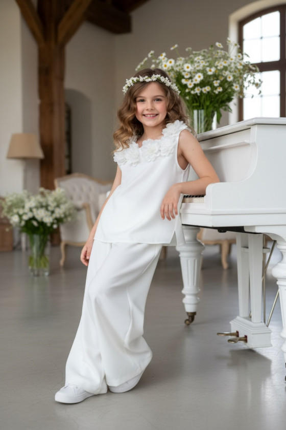 Komplet bluzka i spodnie Elwira Kwiaty 3D