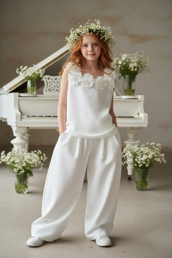 Komplet bluzka i spodnie Elwira Kwiaty 3D