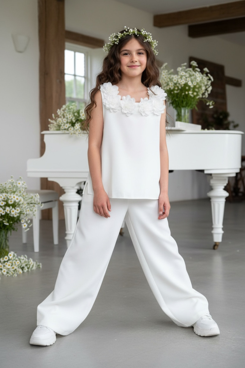 Komplet bluzka i spodnie Elwira Kwiaty 3D