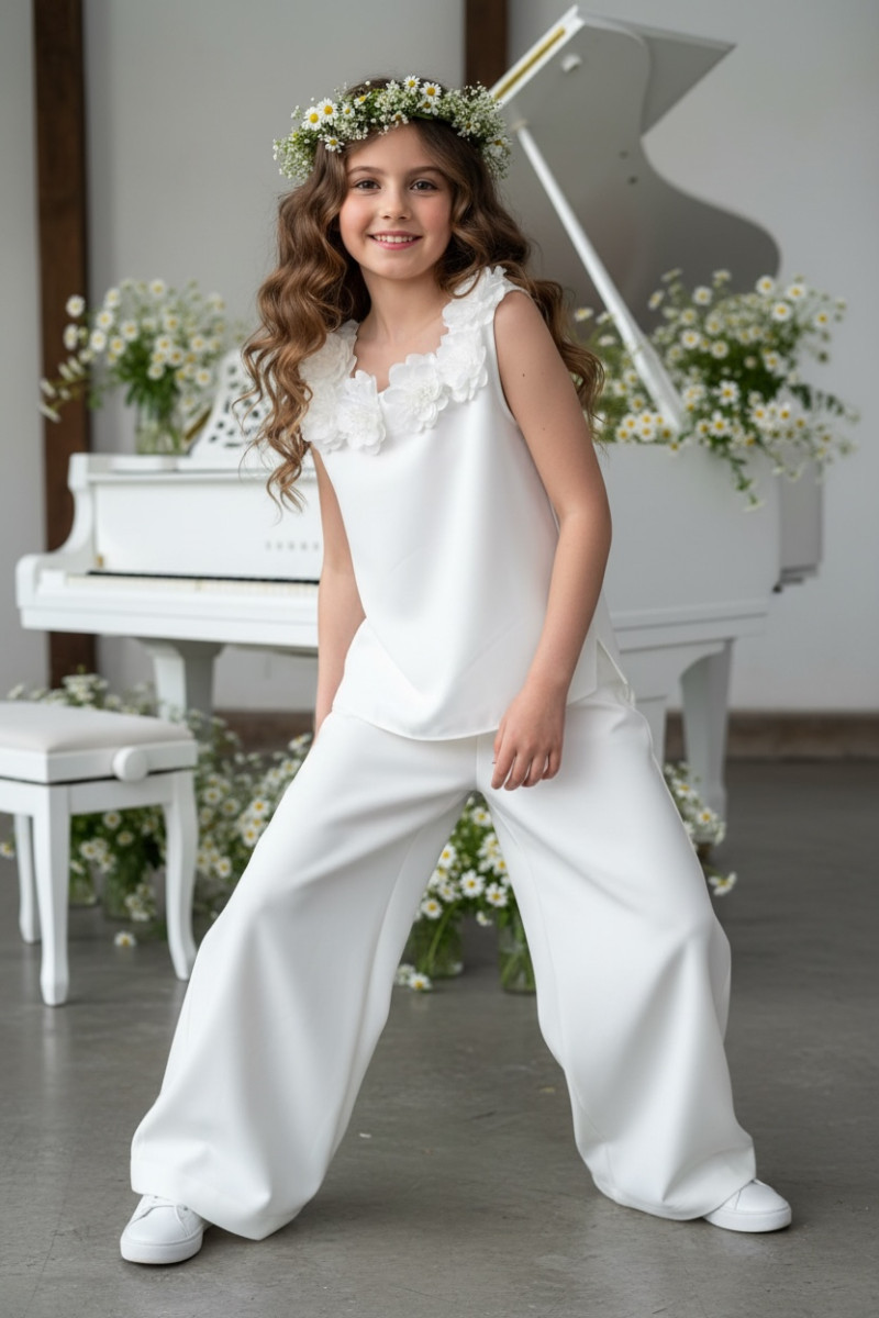 Komplet bluzka i spodnie Elwira Kwiaty 3D