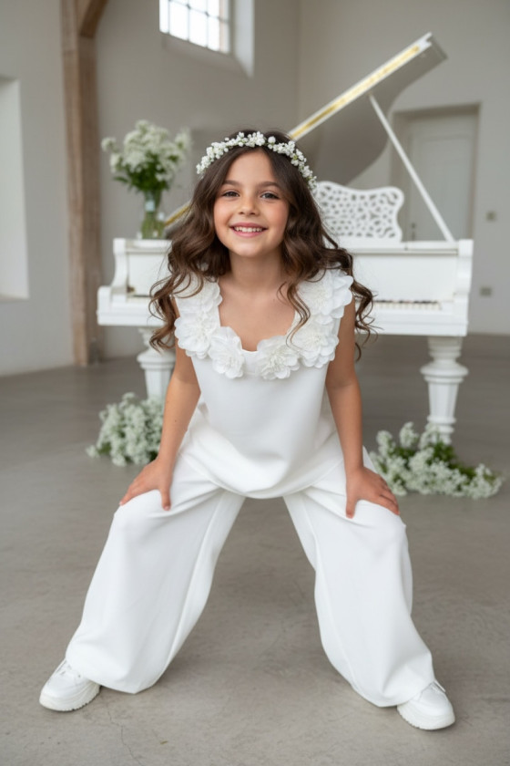 Komplet bluzka i spodnie Elwira Kwiaty 3D