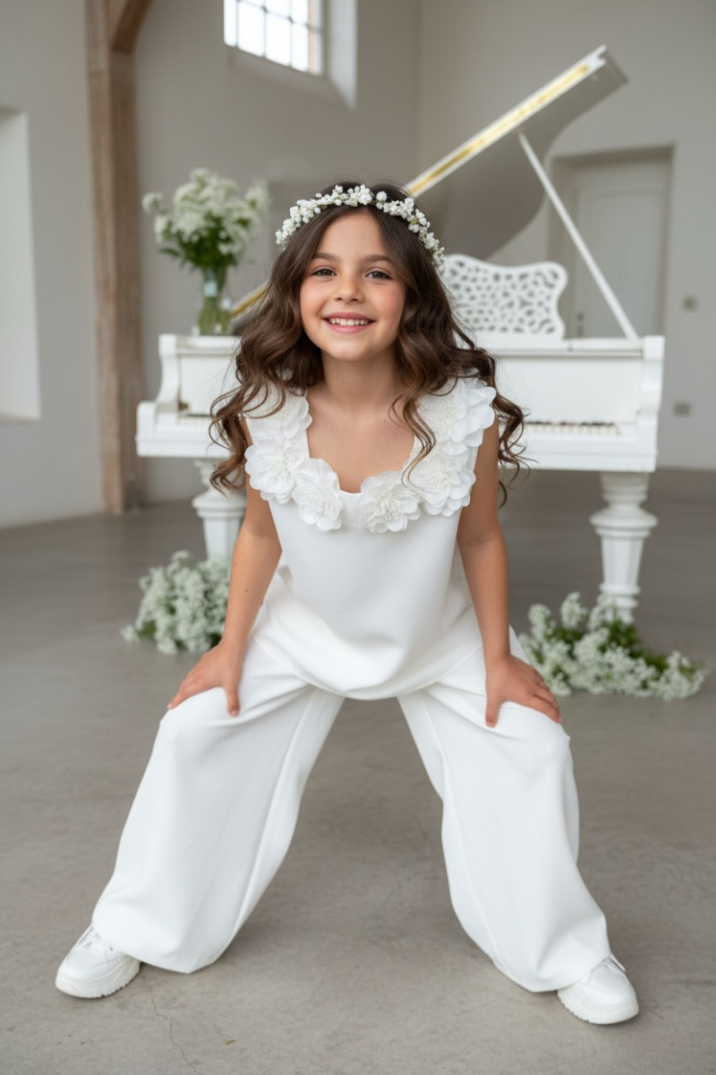 Komplet bluzka i spodnie Elwira Kwiaty 3D