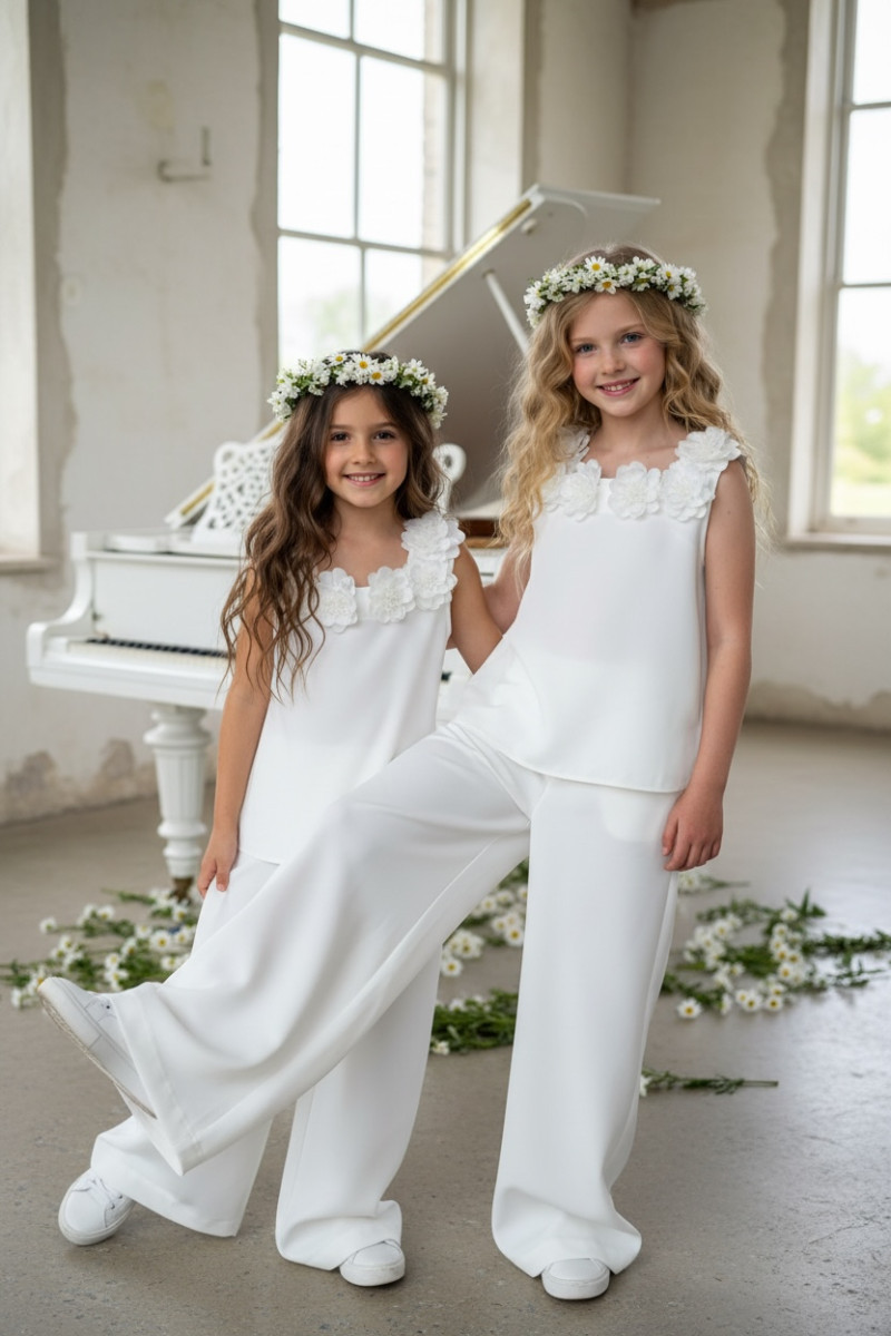 Komplet bluzka i spodnie Elwira Kwiaty 3D