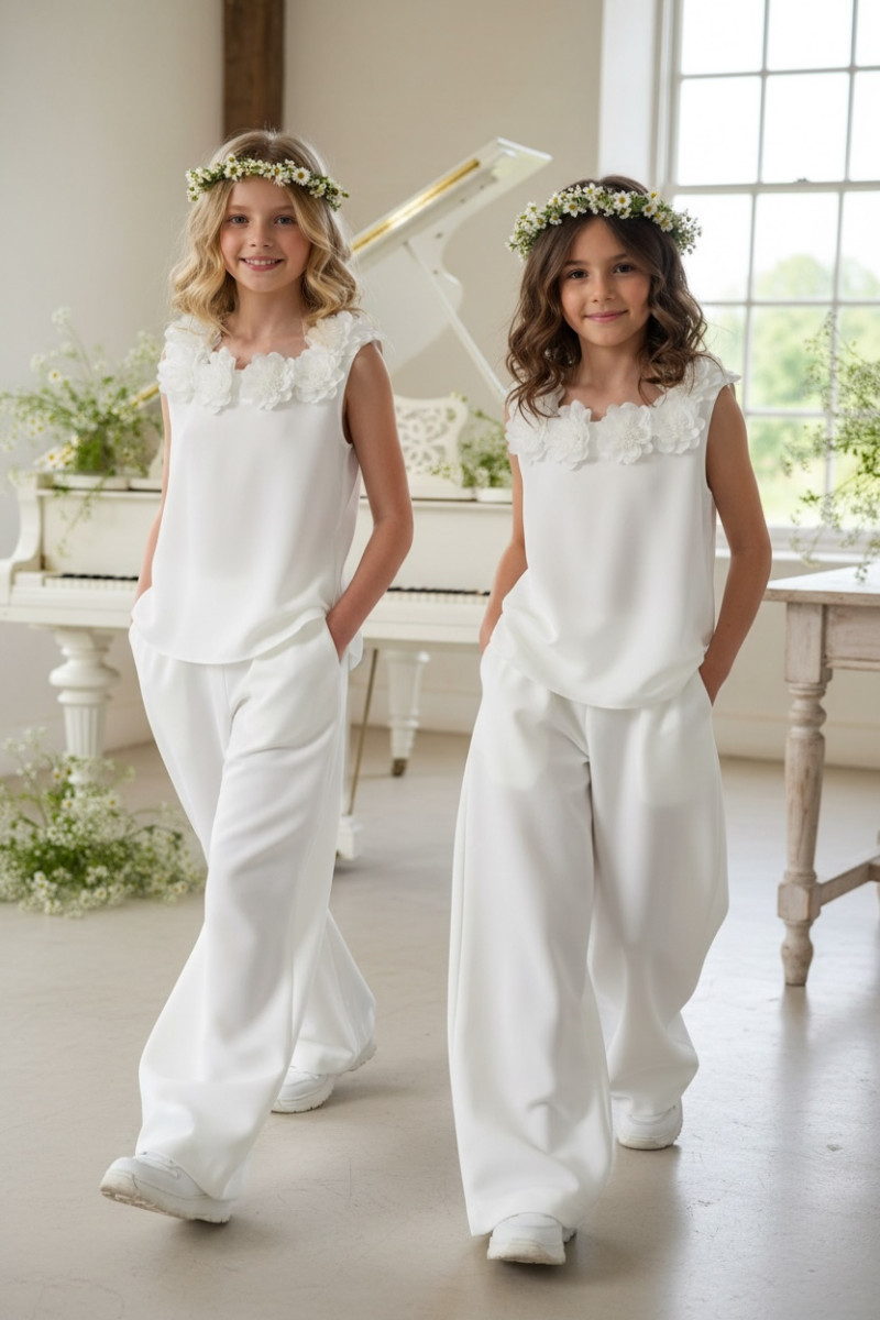 Komplet bluzka i spodnie Elwira Kwiaty 3D