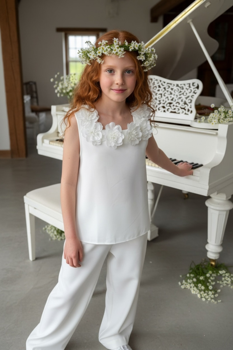 Komplet bluzka i spodnie Elwira Kwiaty 3D