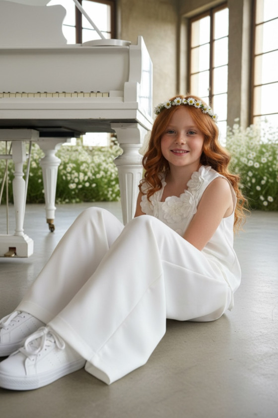 Komplet bluzka i spodnie Elwira Kwiaty 3D