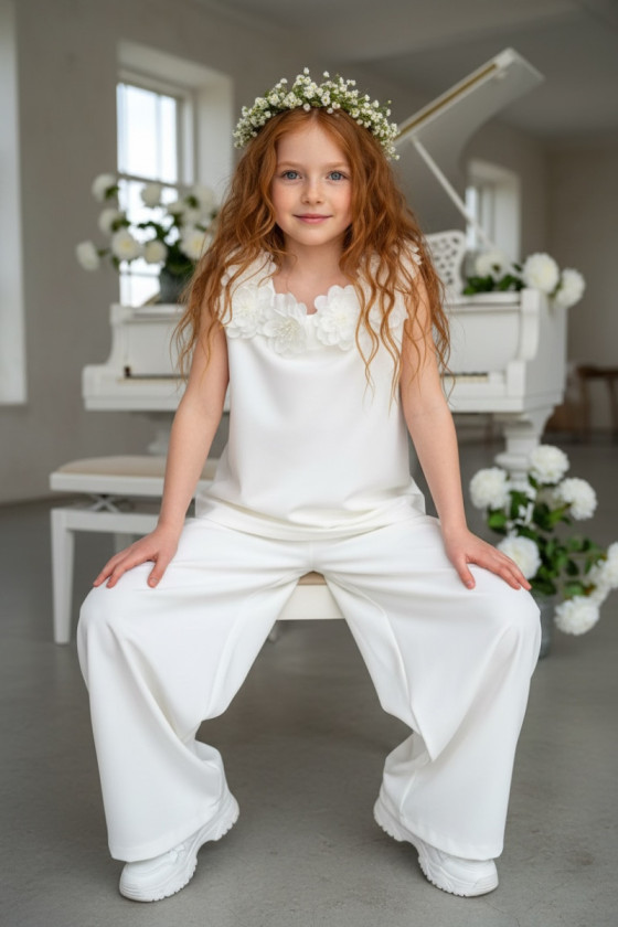 Komplet bluzka i spodnie Elwira Kwiaty 3D