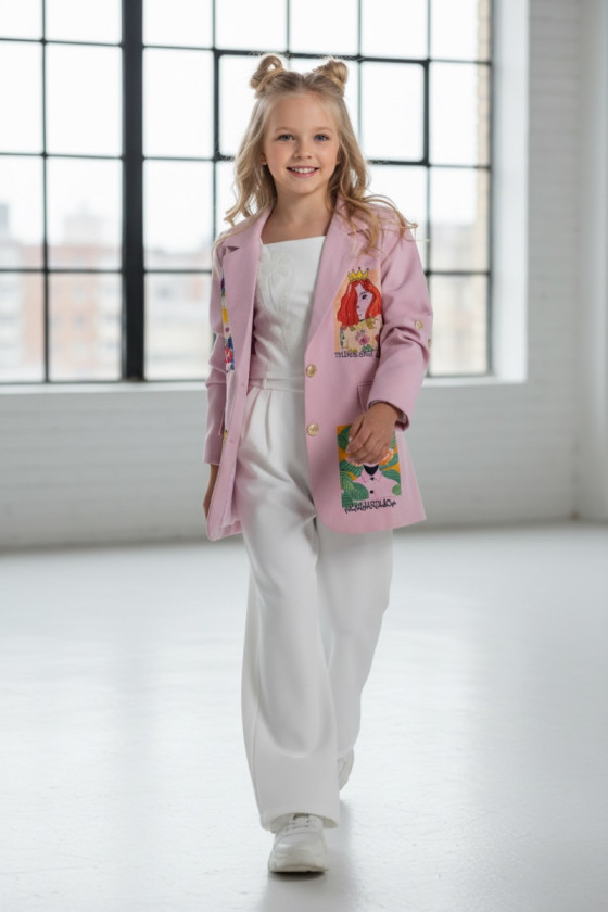 Marynarka dla dziewczynki Wow pudrowy różowy