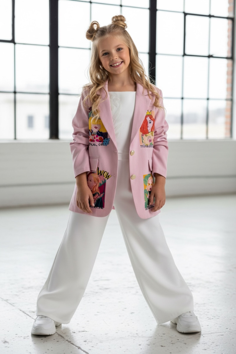 Marynarka dla dziewczynki Wow pudrowy różowy