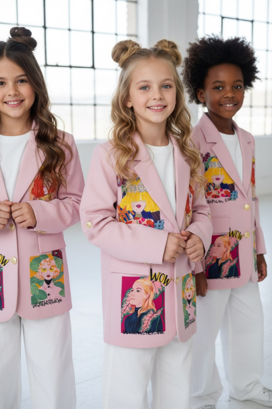 Marynarka dla dziewczynki Wow pudrowy różowy