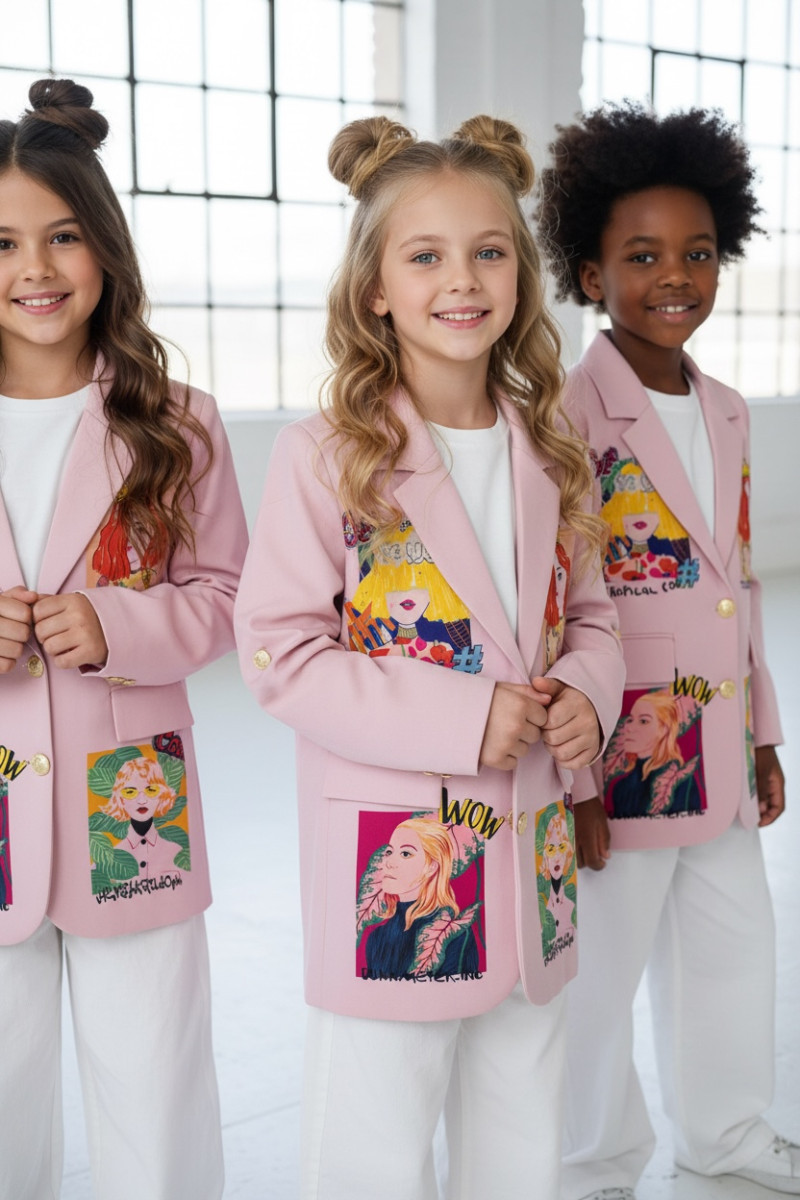 Marynarka dla dziewczynki Wow pudrowy różowy