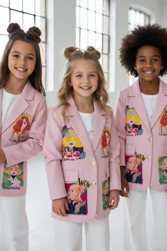 Marynarka dla dziewczynki Wow pudrowy różowy