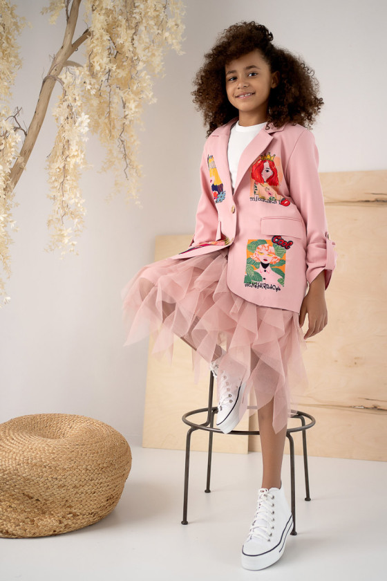 Marynarka dla dziewczynki Wow pudrowy różowy