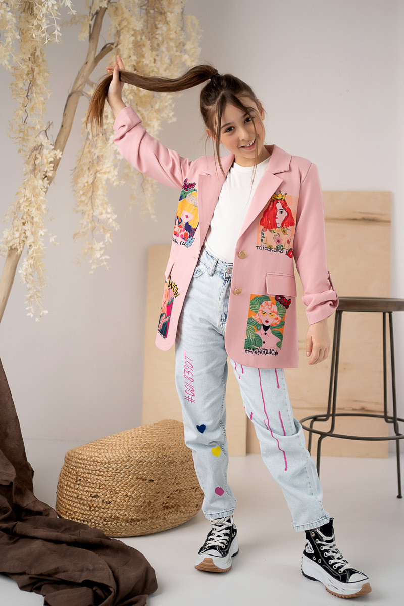 Marynarka dla dziewczynki Wow pudrowy różowy