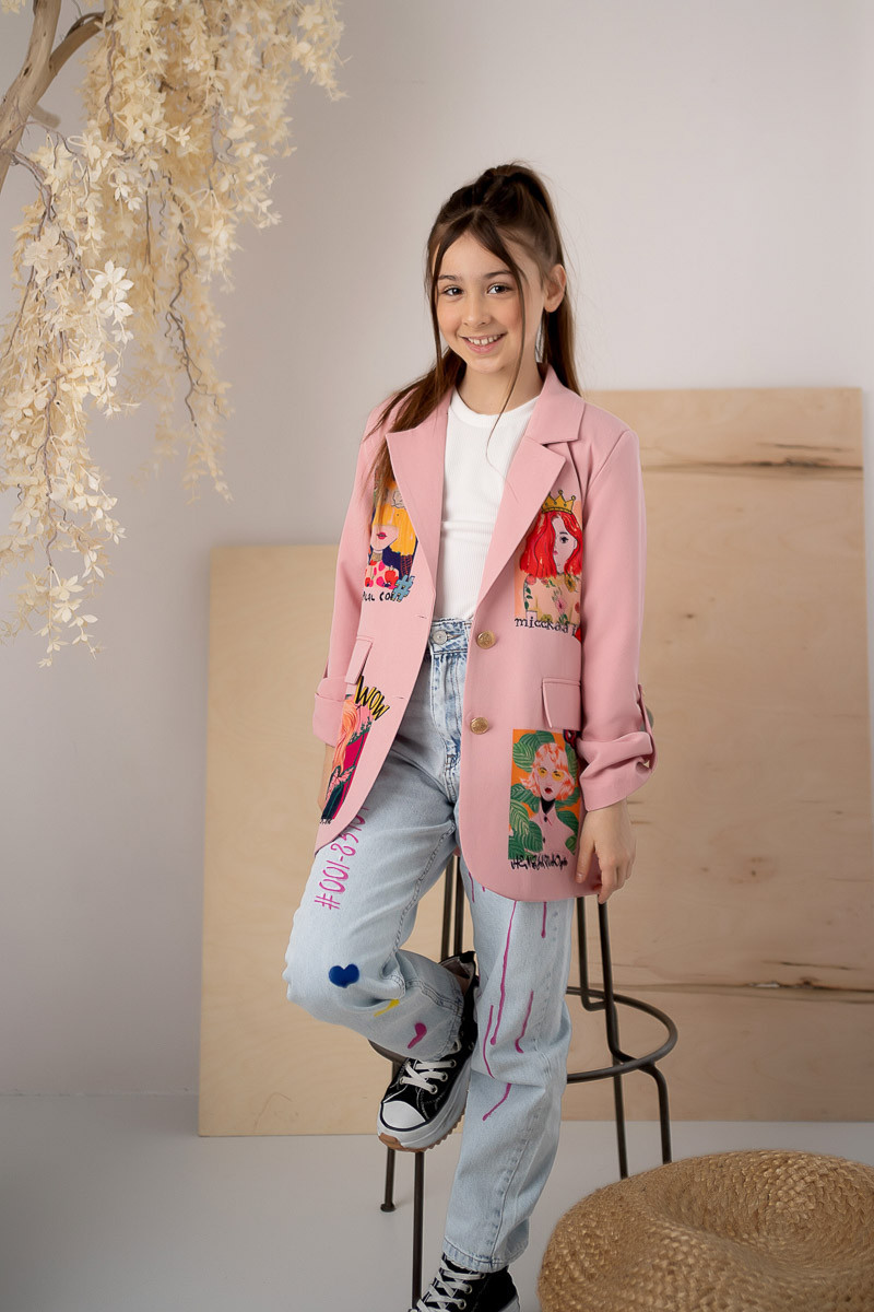 Marynarka dla dziewczynki Wow pudrowy różowy