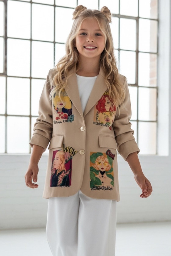 Marynarka dla dziewczynki Wow caffe latte