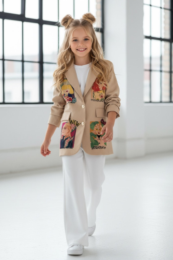 Marynarka dla dziewczynki Wow caffe latte