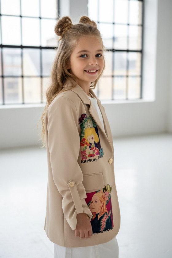 Marynarka dla dziewczynki Wow caffe latte