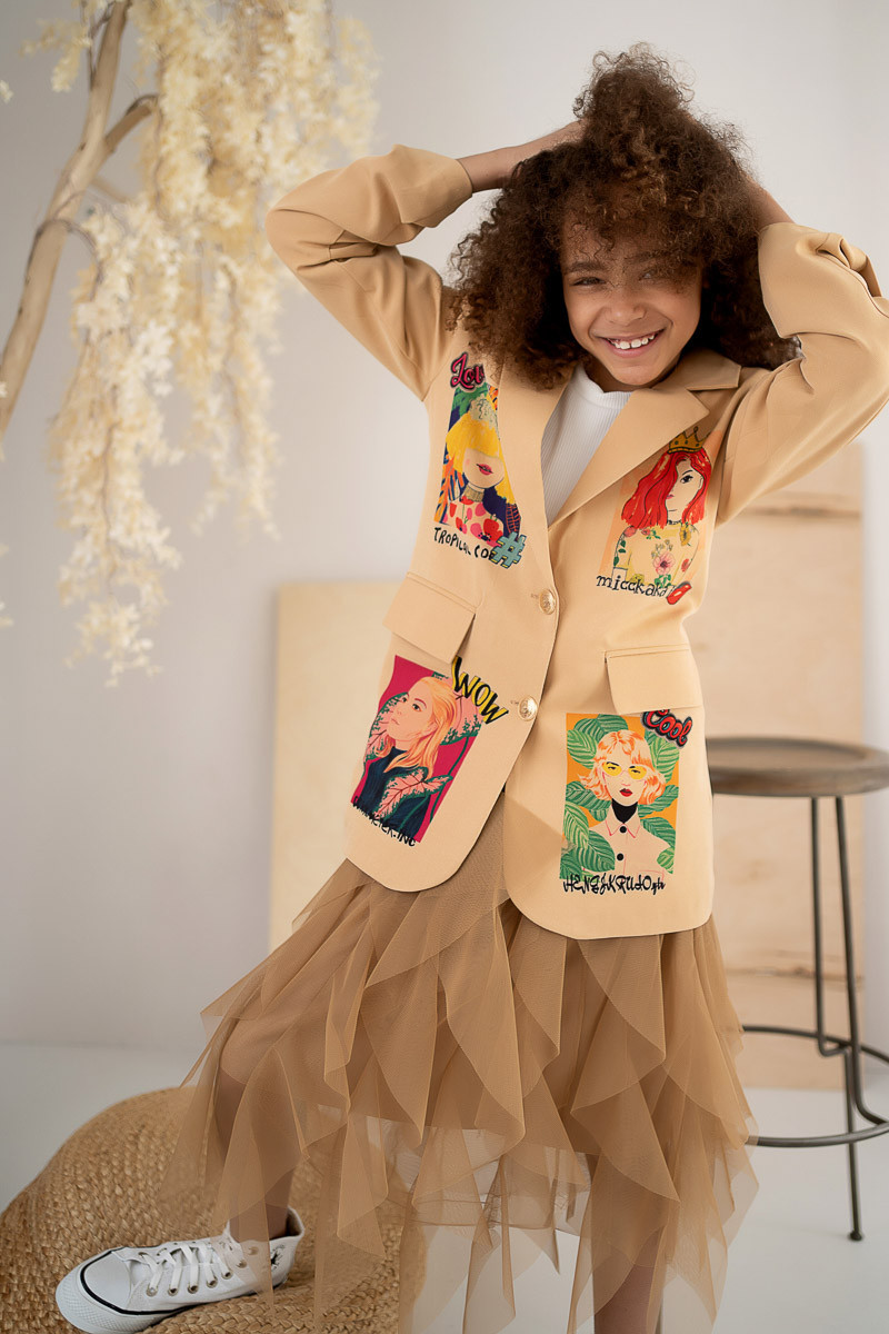 Marynarka dla dziewczynki Wow caffe latte