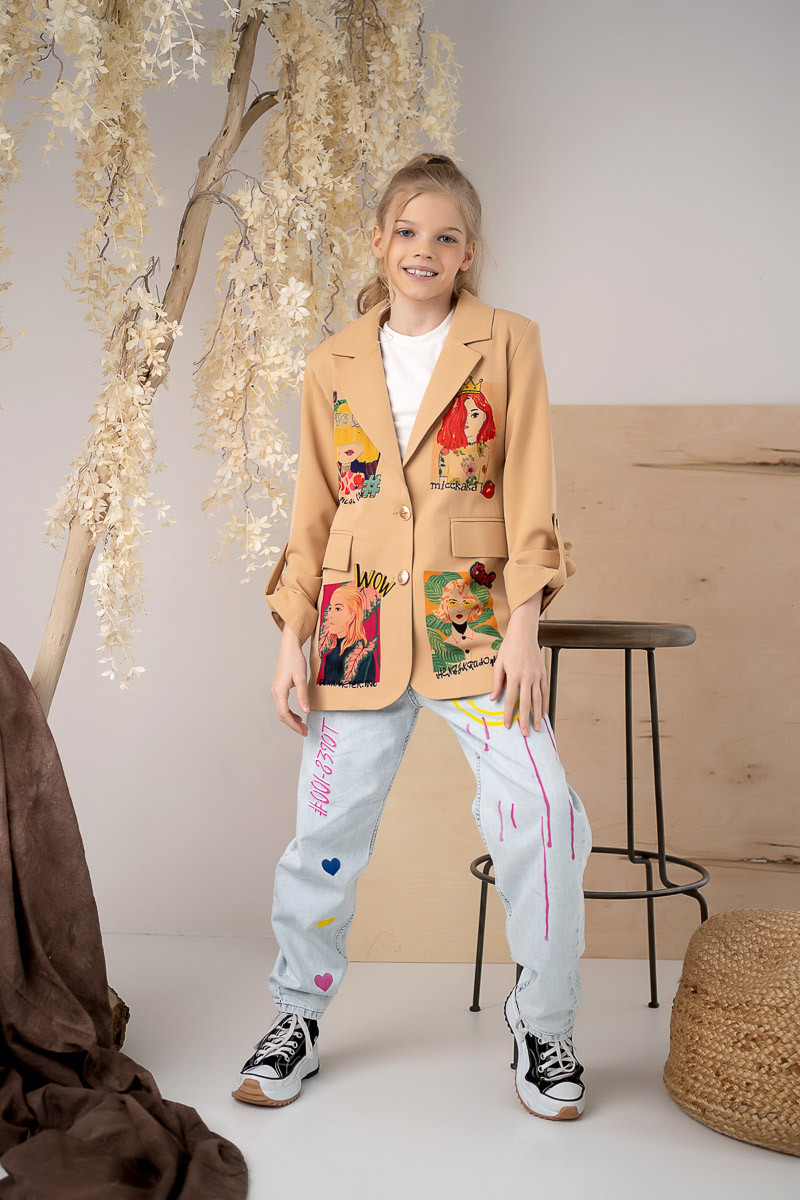 Marynarka dla dziewczynki Wow caffe latte