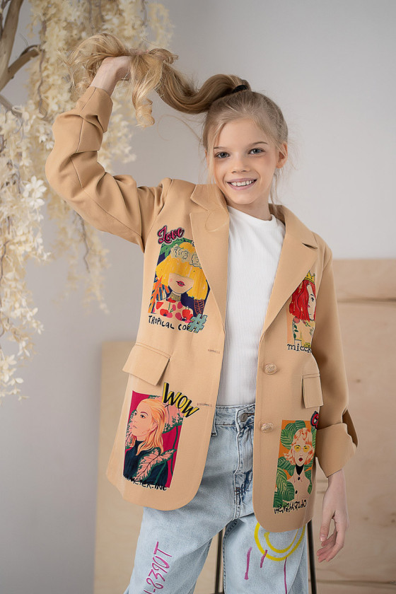 Marynarka dla dziewczynki Wow caffe latte